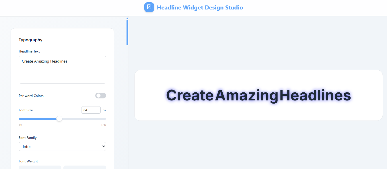 Headline Widget Design Studio